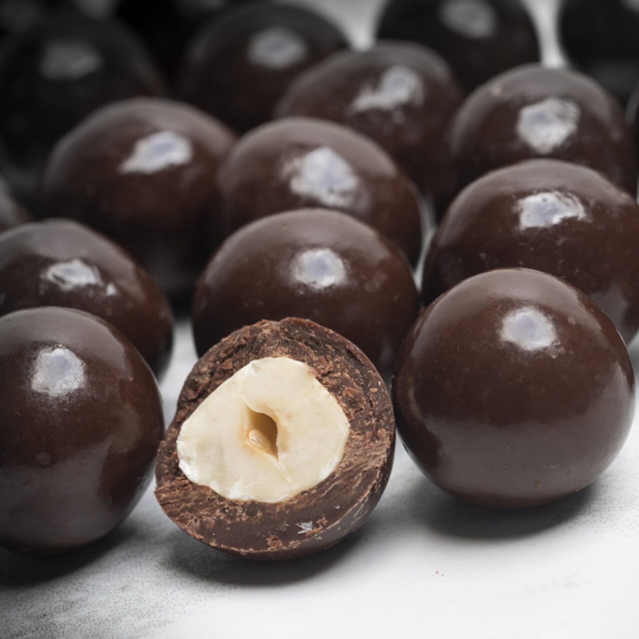 Dark chocolate coated hazelnuts Chocolate Country